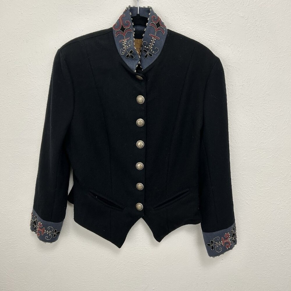Double D Ranch Black Blazer with Blue Embroidered Accents